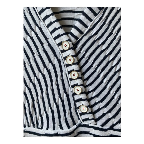 Anthropologie Paladino Maeve blue/ black and white midi stripped dress size S - Picture 7 of 13